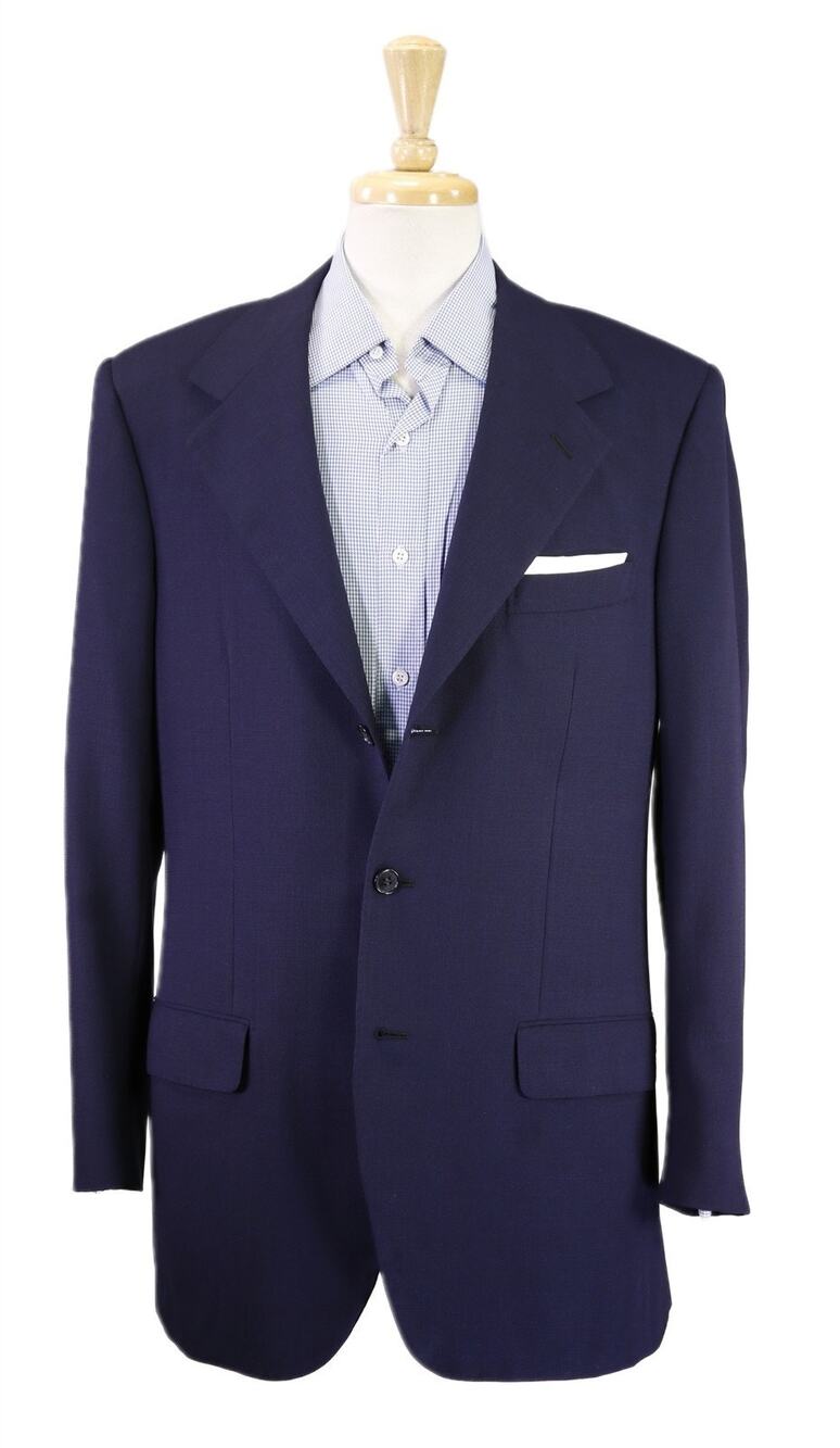 Saint Andrews Italy Navy Blue Knit Woven 3-Btn Sportcoat Blazer Jacket 42L